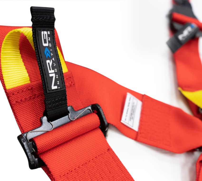NRG SBH-HRS6PCRD FIA 6pt 2in. Shoulder Belt for HANS Device/ Rotary Cam Lock Buckle/ 3in. Waist Belt - Red