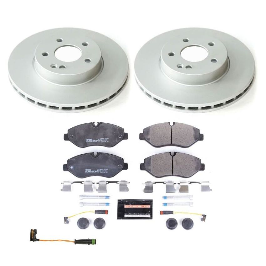 PowerStop ESK8219 Genuine Geomet Coated Rotors, ECE-R90 Brake Pads + Hardware Kit
