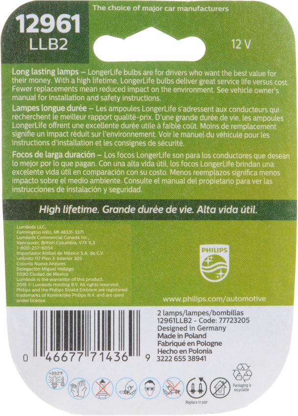 Philips 12961LLB2 Philips LongerLife Miniature 12961LL