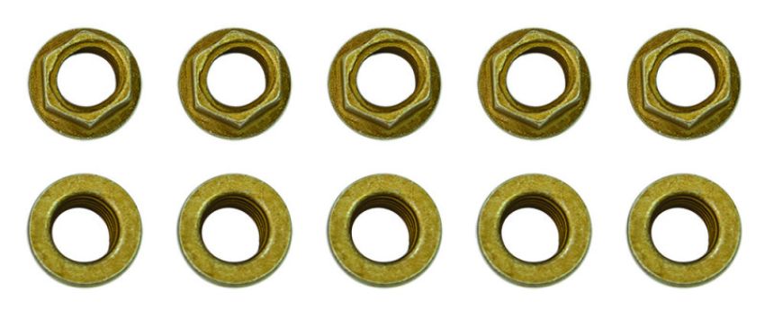 Moroso 38837 1/4in-28 Zinc Flange Nut w/ Washer Face  - 10 Pack