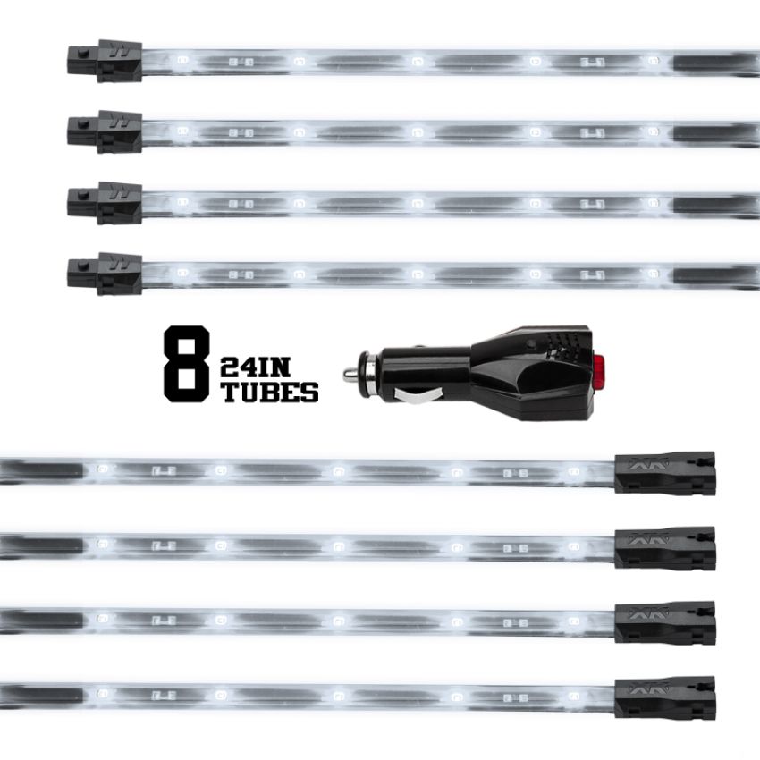 XKGLOW XK041002-W XK Glow Tube Single Color Underglow LED Accent Light Car/Truck Kit White - 8x24In