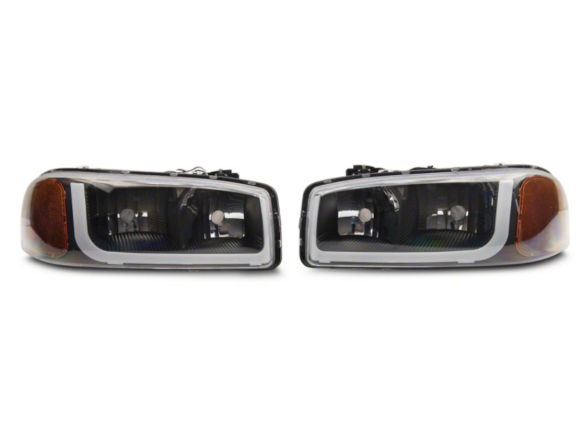 Raxiom S531789 99-06 GMC Sierra 1500 Axial Series Headlights w/ LED Bar- Blk Housing (Clear Lens)