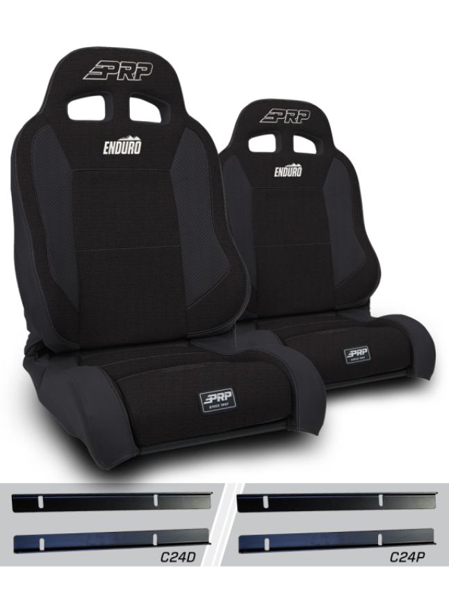 PRP Seats A89010-C24-50 PRP 03-06 Jeep Wrangler TJ Enduro Elite Suspension Seat - Trek Edition - Black (Pair)