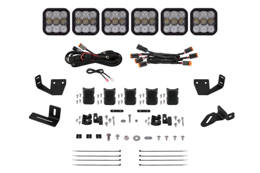 Diode Dynamics DD7816 Prinsu/Sherpa Roof Racks SS5 6-Pod CrossLink Mounting Kit - Sport White Combo