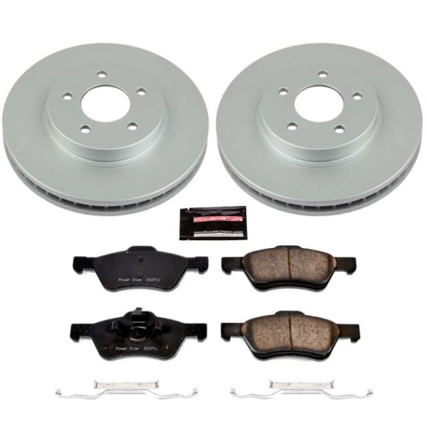 PowerStop CRK4580 Genuine Geomet Coated Rotor and Low-Dust Ceramic Brake Pad Kit