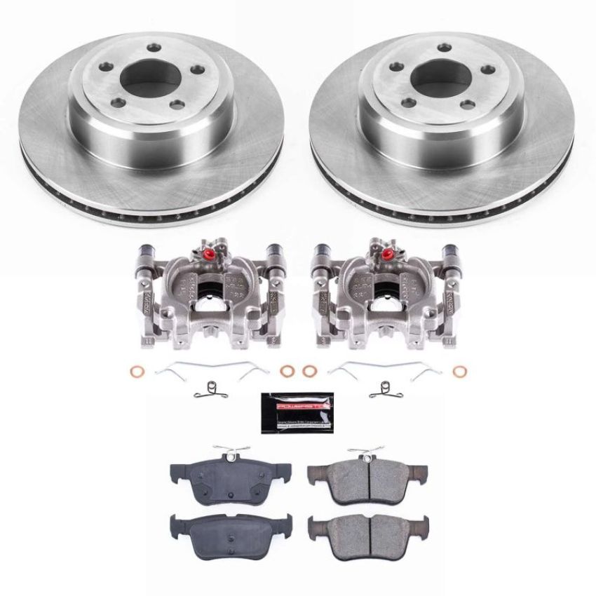 PowerStop KCOE6817A OE Stock Replacement Low-Dust Ceramic Brake Pad, Rotor and Caliper Kit