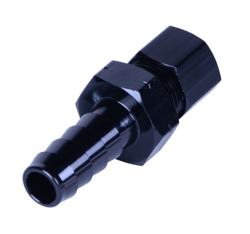 Derale 13042 3/8” Transmission Cooler Line to 3/8” NPT Hose Barb Black anodized Fitting