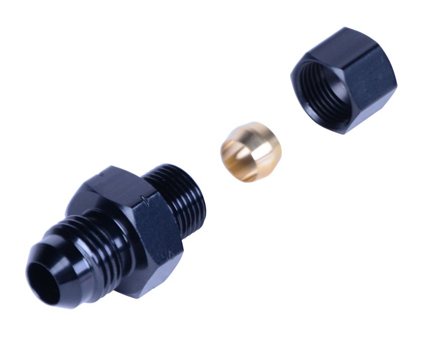 Derale 13044 5/16” Transmission Cooler Line to -6AN Male Black anodized Fitting