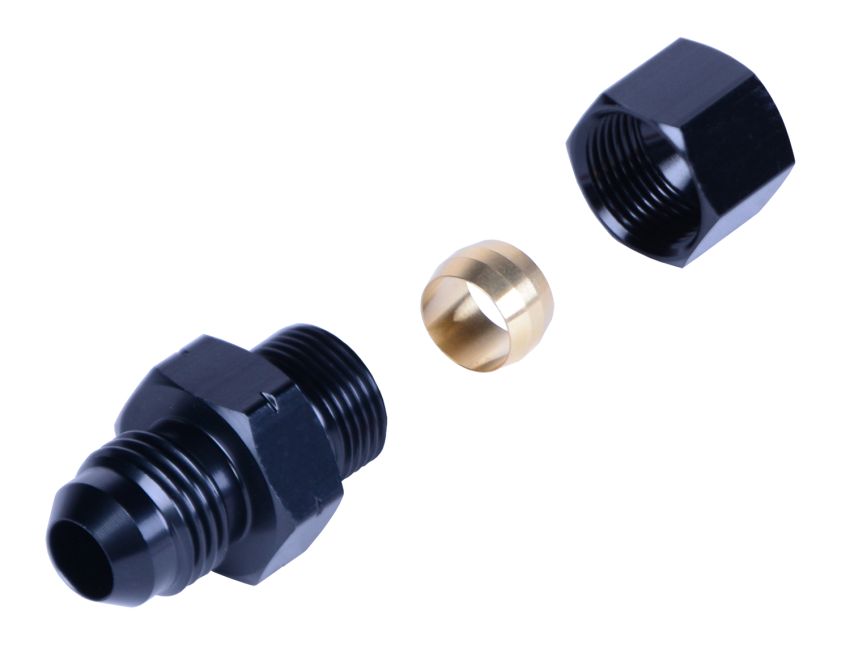 Derale 13045 3/8” Transmission Cooler Line to -6AN Male Black anodized Fitting