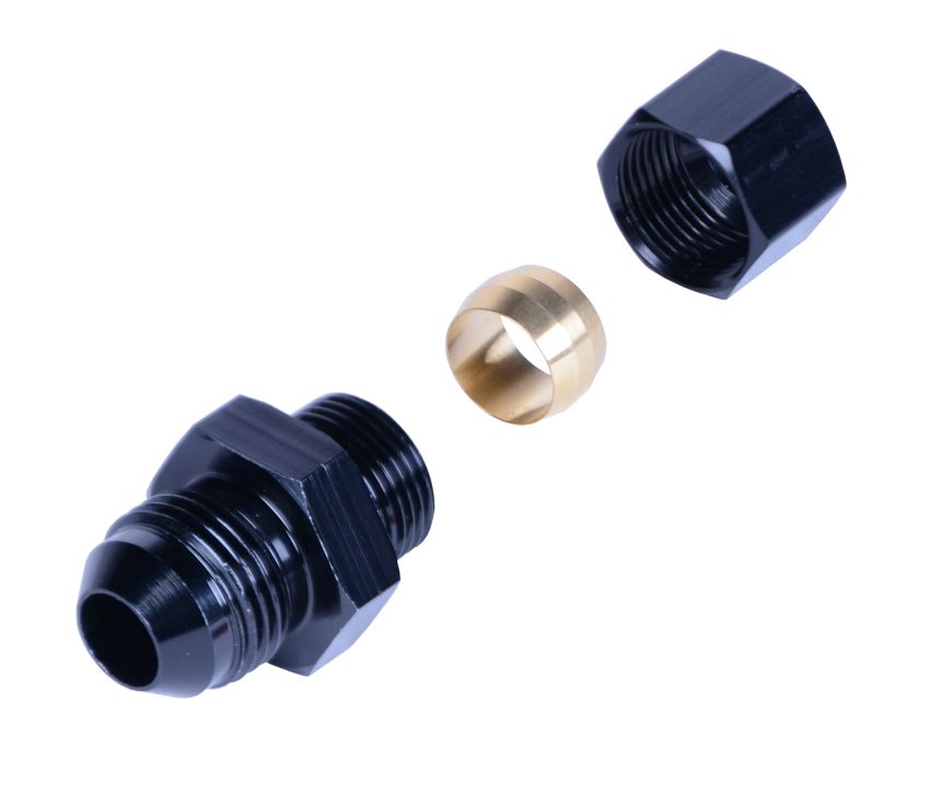 Derale 13046 1/2” Transmission Cooler Line to -8AN Male Black anodized Fitting