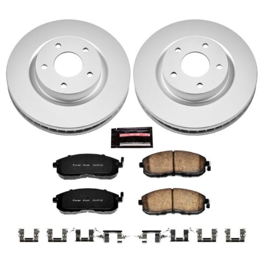 PowerStop CRK5217 Genuine Geomet Coated Rotor and Low-Dust Ceramic Brake Pad Kit