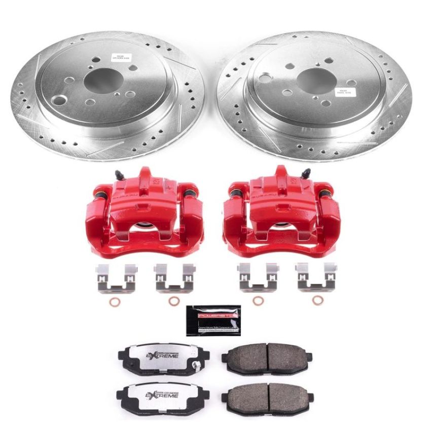 PowerStop KC5883-26 Z26 Street Performance Ceramic Brake Pad, Drilled Slotted Rotor, and Caliper Kit