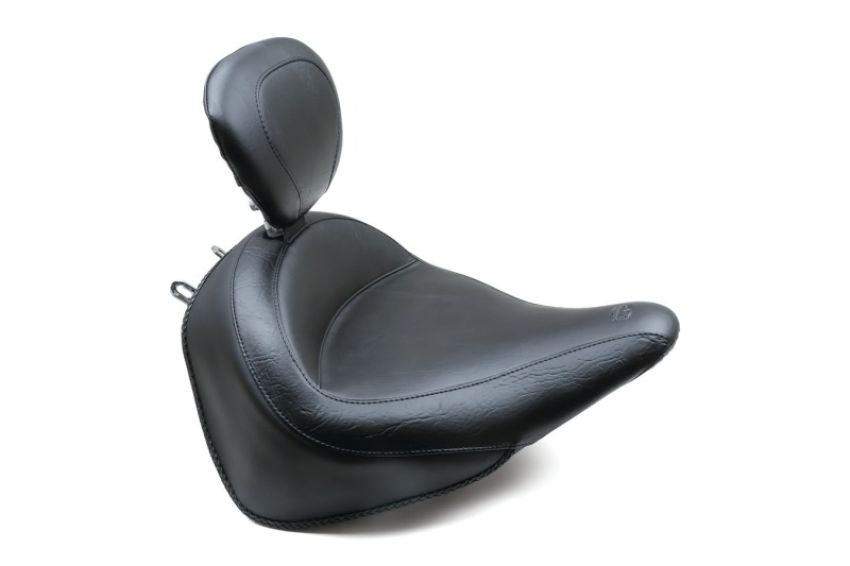Mustang Motorcycle 79916 Mustang 00-15 Harley Softail Std Rear Tire Wide Touring Solo Seat w/Driver Backrest - Black
