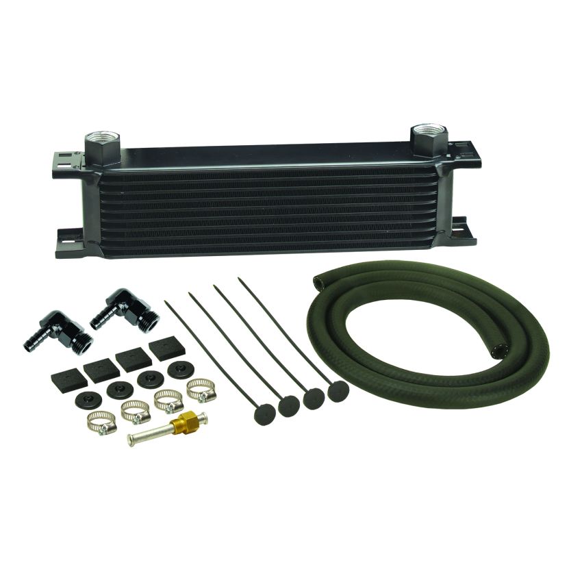 Derale 13411 10 Row Stack Plate Transmission Cooler Kit 90 Degree Swivel Fitting