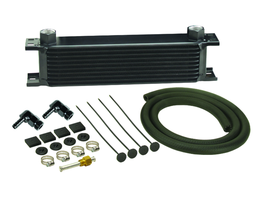 Derale 13411 10 Row Stack Plate Transmission Cooler Kit 90 Degree Swivel Fitting