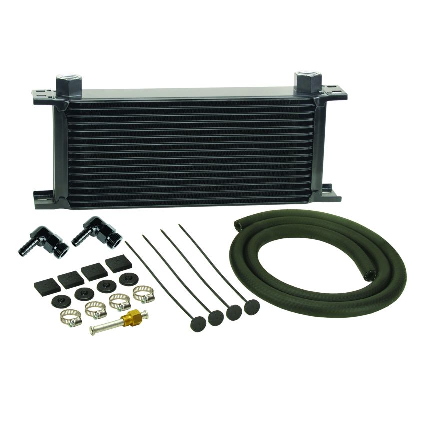 Derale 13412 16 Row Stack Plate Transmission Cooler Kit 90 Degree Swivel Fitting