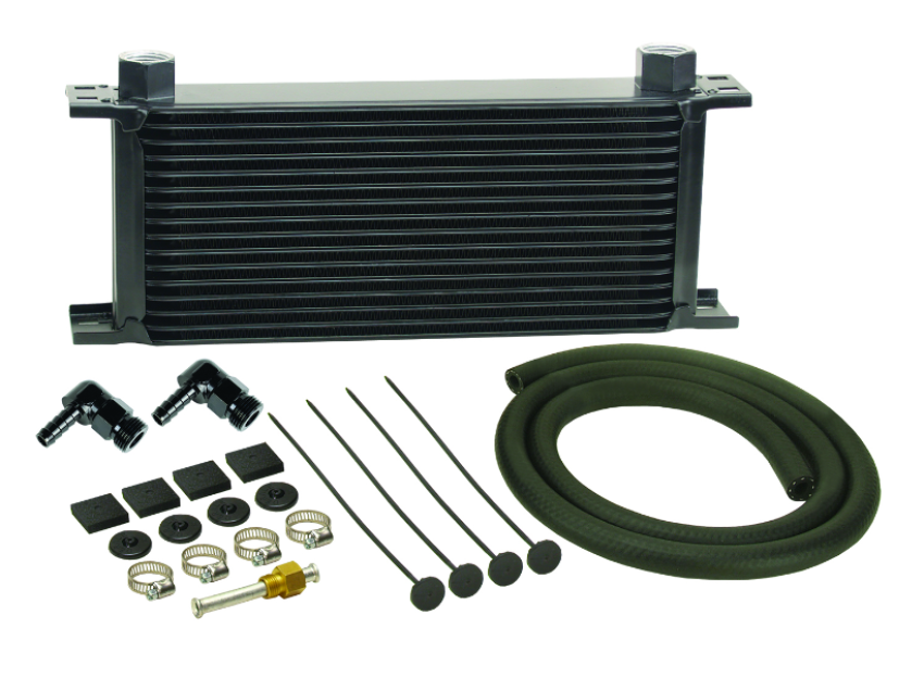 Derale 13412 16 Row Stack Plate Transmission Cooler Kit 90 Degree Swivel Fitting