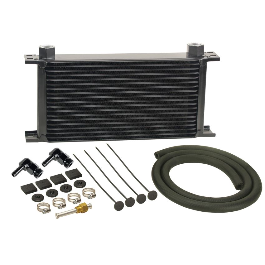 Derale 13413 16 Row Stack Plate Transmission Cooler Kit, 90 Degree Swivel Fitting