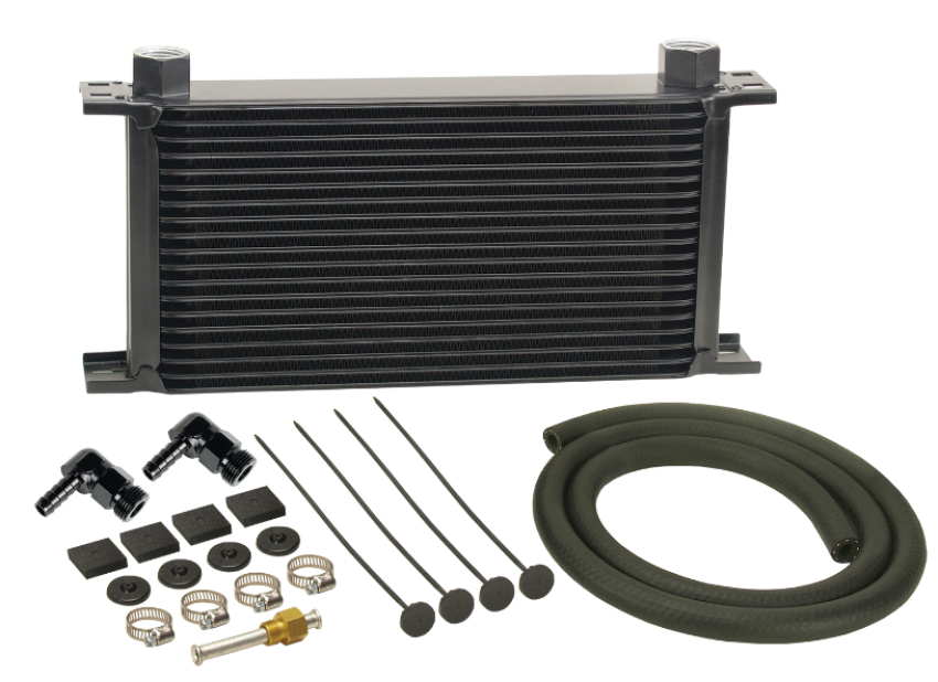 Derale 13413 16 Row Stack Plate Transmission Cooler Kit, 90 Degree Swivel Fitting
