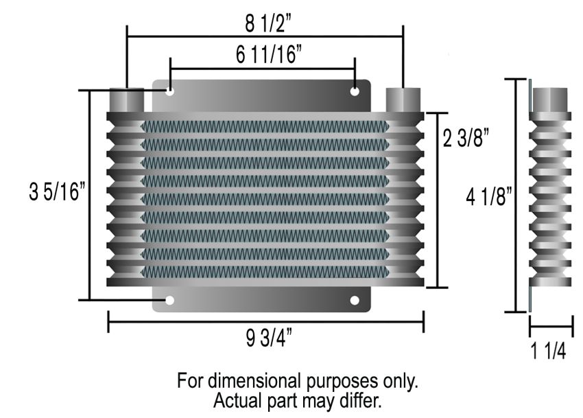 Derale 13611 5 Row Series 9000 Plate & Fin Transmission Cooler Kit, 1/2