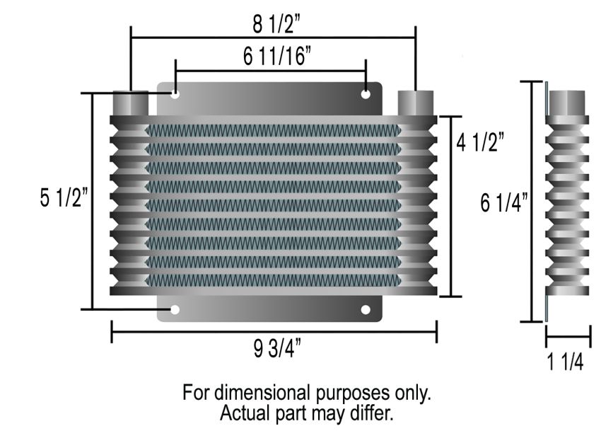 Derale 13612 9 Row Series 9000 Plate & Fin Transmission Cooler Kit, 1/2