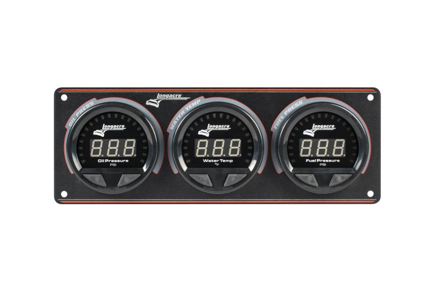 LONGACRE LON52-44662 Waterproof LED 3 Gauge Panel OP/WT/FP