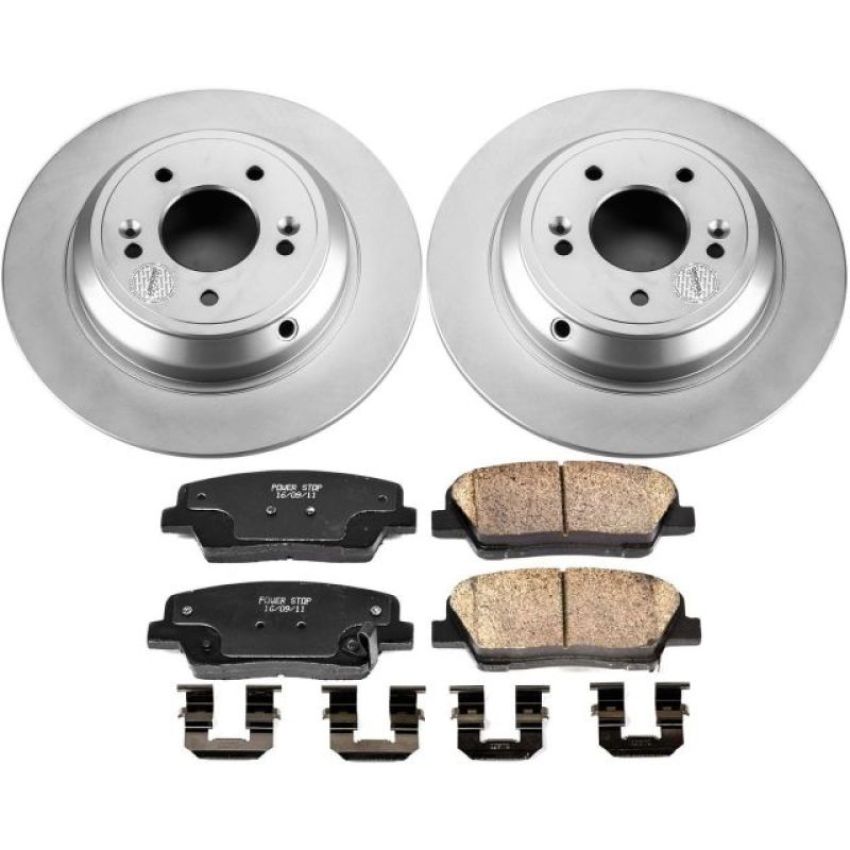PowerStop CRK5847 Genuine Geomet Coated Rotor and Low-Dust Ceramic Brake Pad Kit