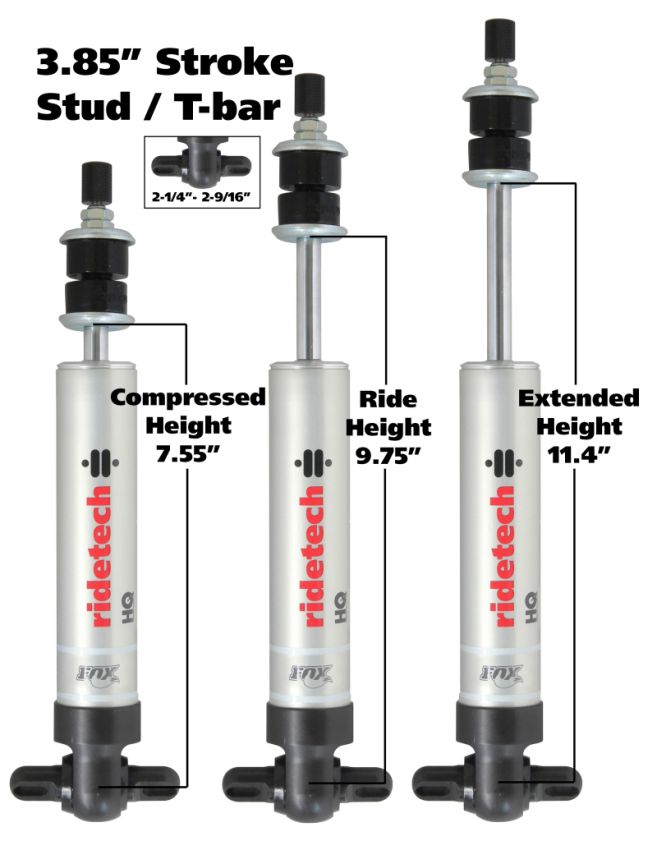 Ridetech 22139846 Front HQ Shock Absorber with 3.85