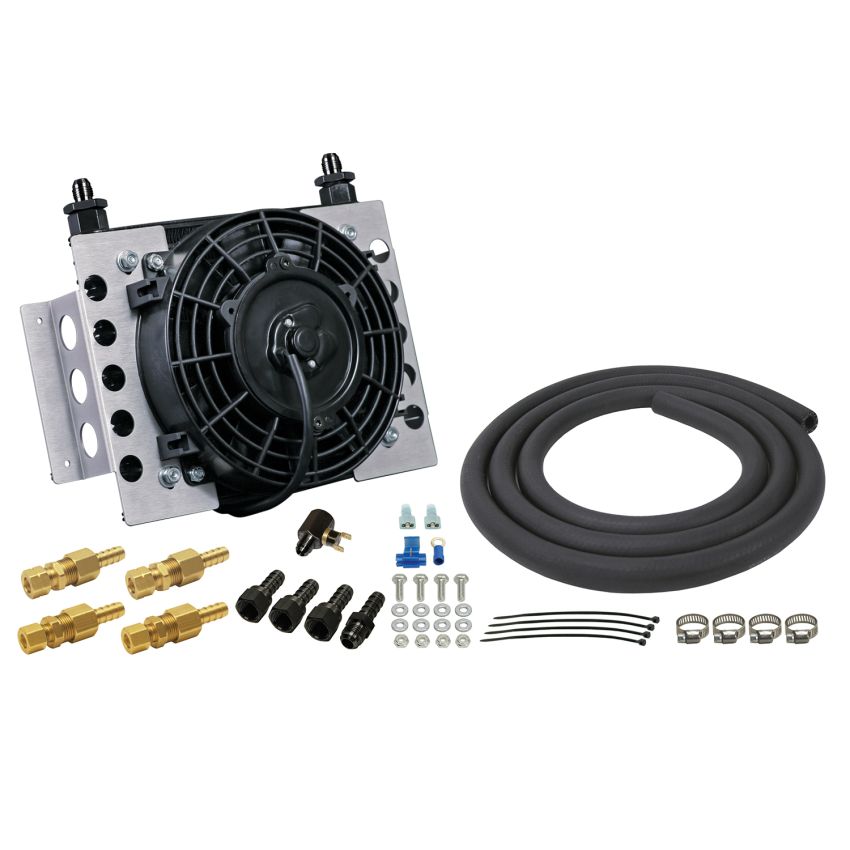 Derale 13950 15 Row Atomic Cool Plate & Fin Remote Transmission Cooler Kit, -6AN
