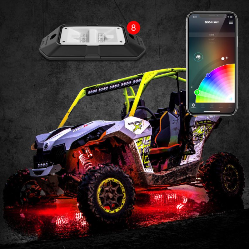 XKGLOW XK-ROCK-ADV-DM XK Glow Rock Light Advanced Kit w/ Dual-Mode Dash Mount Controller 8pc 6W LED