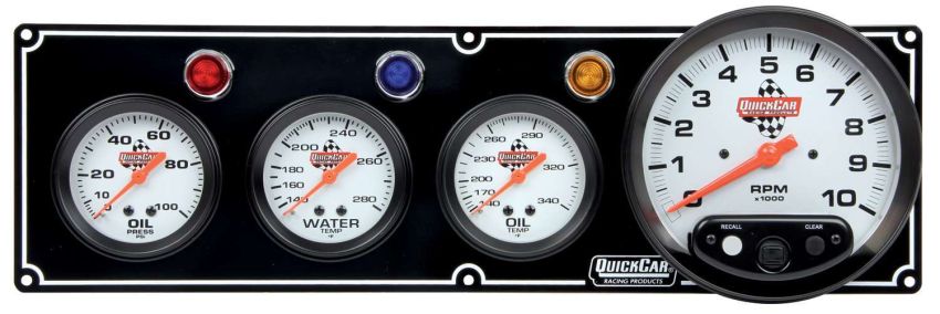 QUICKCAR RACING PRODUCTS QRP61-6741 3-1 Gauge Panel OP/WT/OT w/5in Tach Black