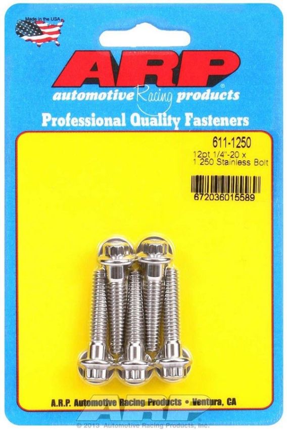 ARP ARP611-1250 S/S Bolt Kit - 12pt. (5) 1/4-20 x 1.250