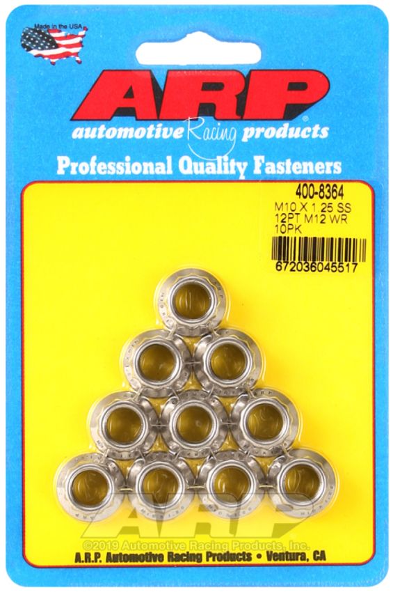 ARP 400-8364 M10 x 1.25 SS 12pt Nut Kit (10/pkg)