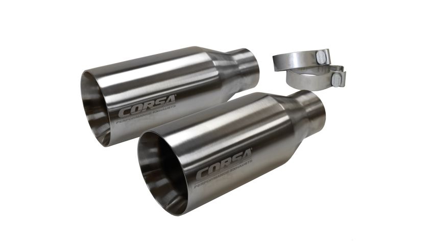 Corsa Performance 14051 Single (Qty 2) 5.0in. Straight Cut Satin Tip Kit (Clamps Included)