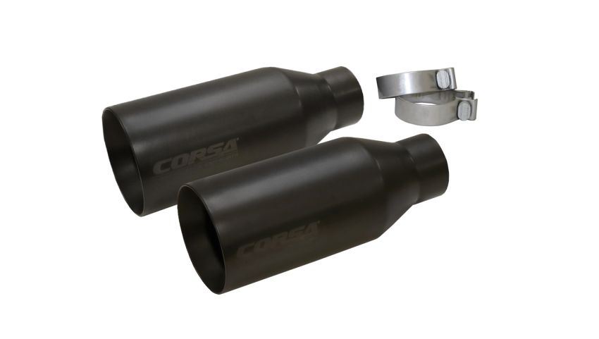 Corsa Performance 14051BPC Single (Qty 2) 5.0in. Straight Cut Black Powder Coat Tip Kit (Clamps Included)