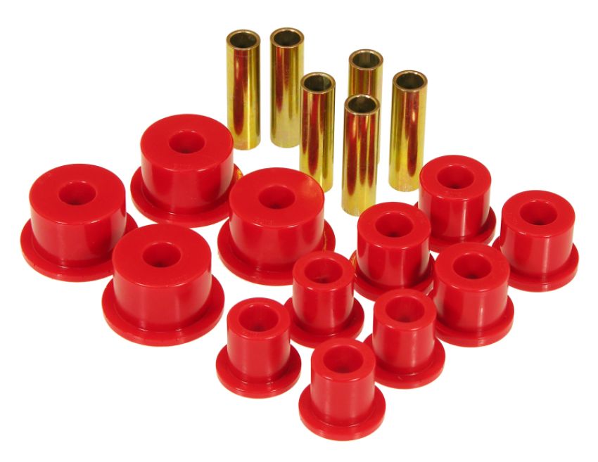 Prothane 1-1014 74-91 Jeep Cherokee Front Spring & Shackle Bushings (w/ 2in OD Main Eye) - Red
