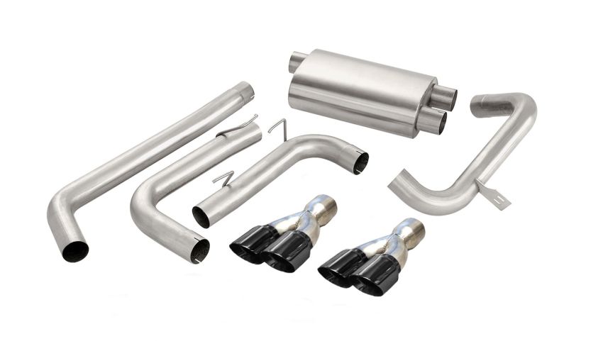 Corsa Performance 14143BLK 3.0in. Cat-Back Dual Rear Exit with Twin 3.5in. Black PVD Pro-Series Tips