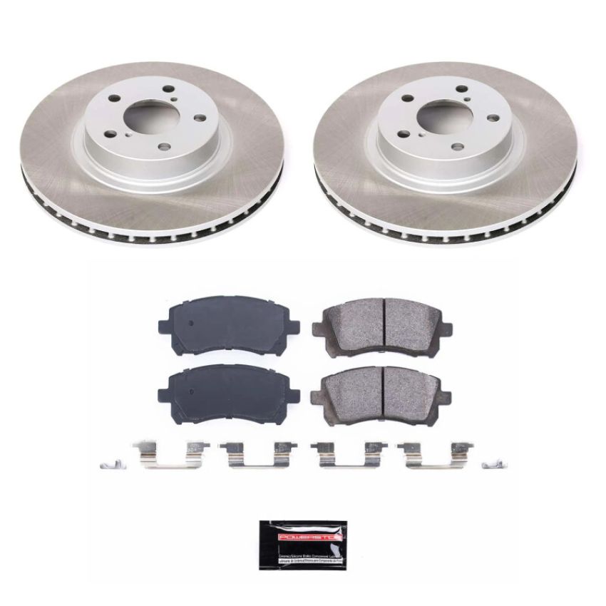 PowerStop SC120 Semi-Coated Rotor and Low-Dust Ceramic Brake Pad Kit
