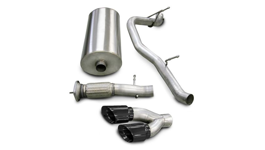 Corsa Performance 14202BLK 3.0in. Cat-Back Single Side Exit with Twin 4.0in. Black PVD Pro-Series Tips