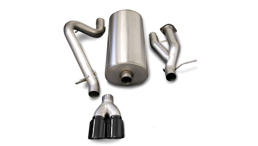 Corsa Performance 14216BLK 3.0in. Cat-Back Single Rear Exit with Twin 4.0in. Black PVD Pro-Series Tips