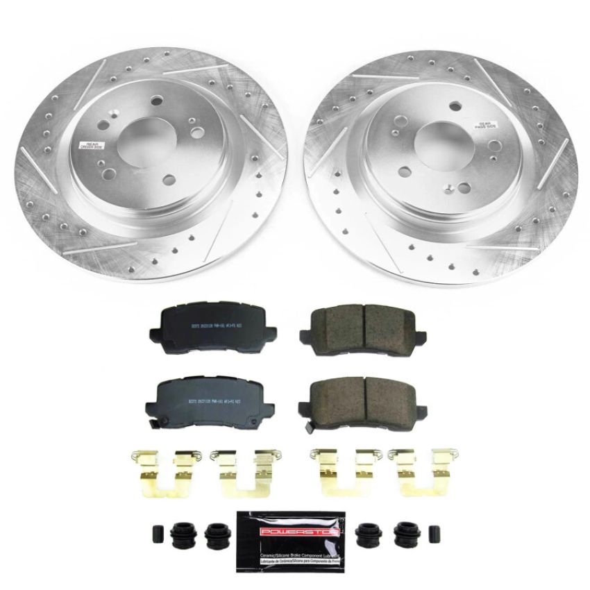 PowerStop K8768 Z23 Daily Driver Carbon-Fiber Ceramic Brake Pad and Drilled & Slotted Rotor Kit