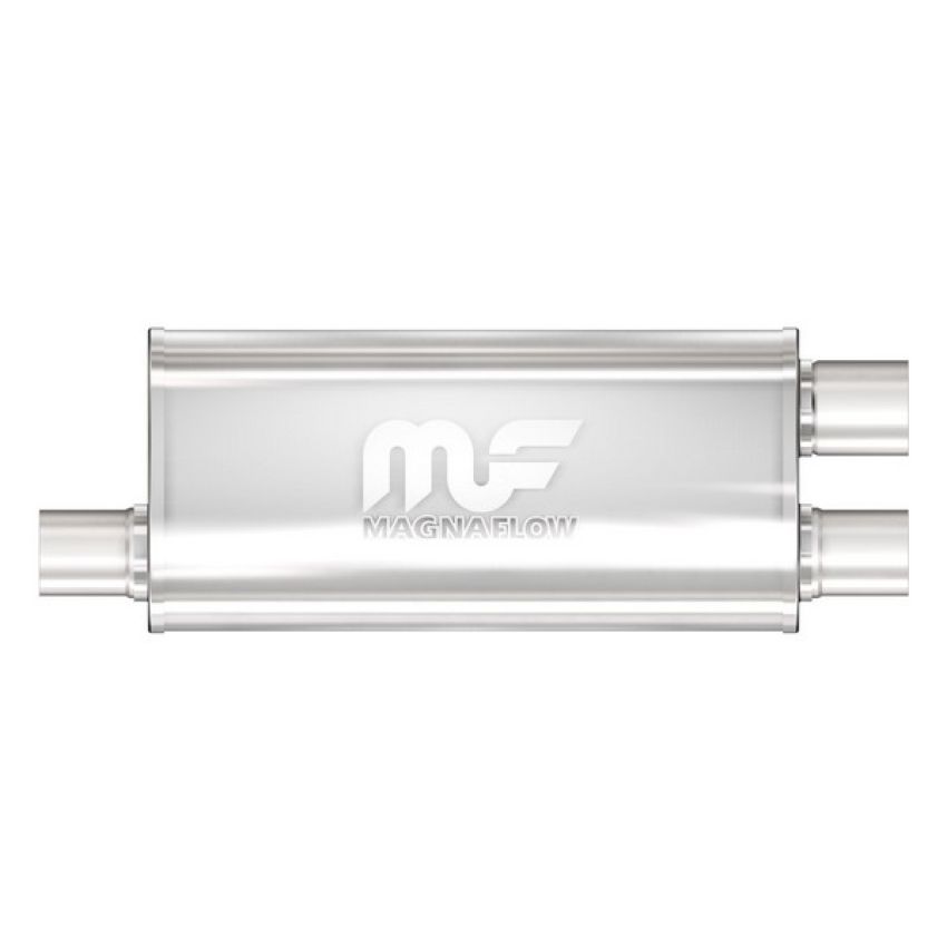 MagnaFlow Exhaust Products 14266 Straight-Through Performance Muffler; 2.5/2.25in. Offset/Dual; 5x18x8 Body