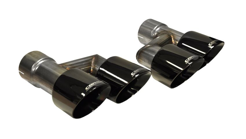 Corsa Performance 14333BLK Twin 4.0in. Black PVD Pro-Series Tip Kit (Clamps Included)