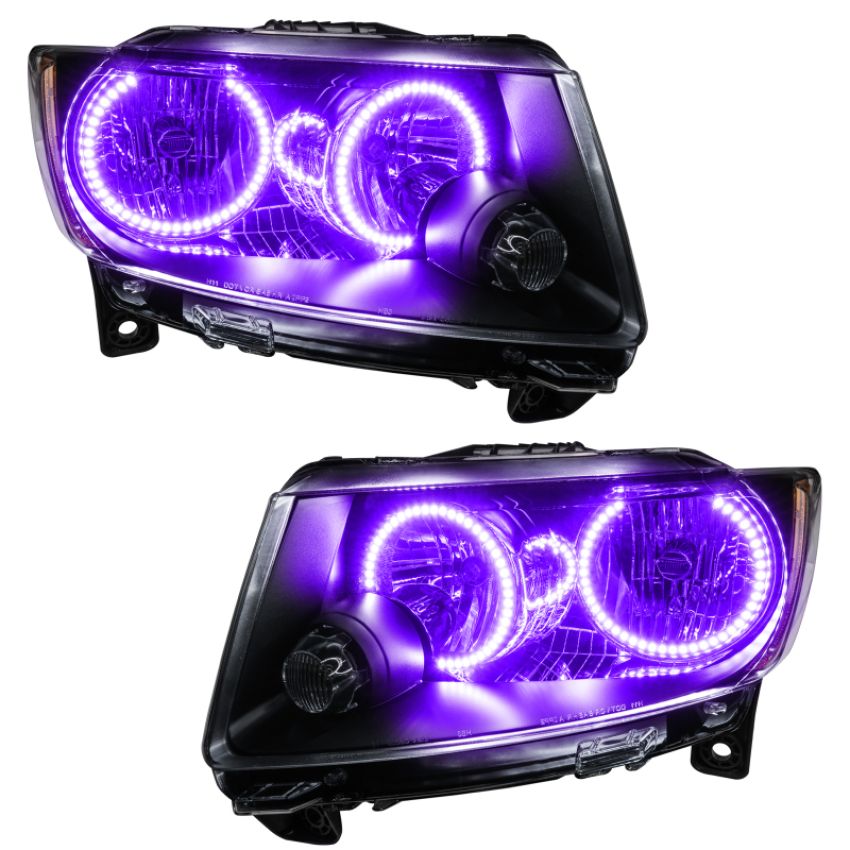 ORACLE Lighting 7070-007 Oracle 11-13 Jeep Grand Cherokee Pre-Assembled Halo Headlights (Non HID) Chrome - UV/Purple