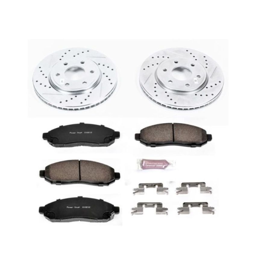 PowerStop K4611 Z23 Daily Driver Carbon-Fiber Ceramic Brake Pad and Drilled & Slotted Rotor Kit
