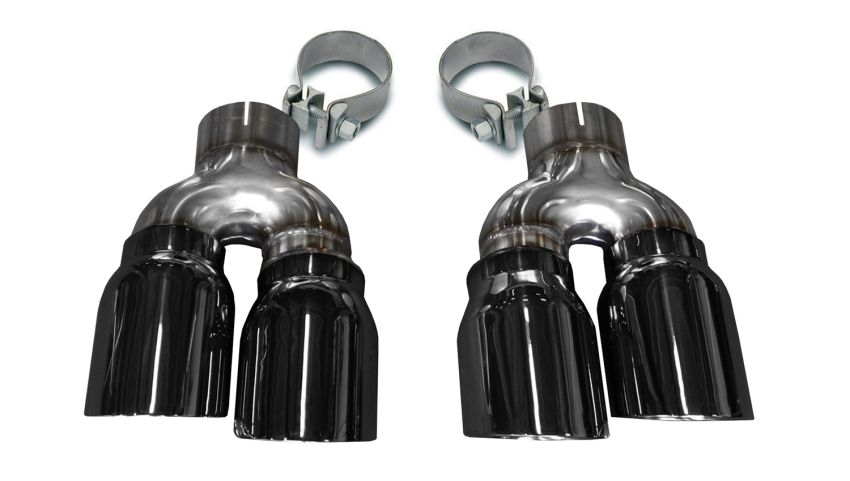 Corsa Performance 14479BLK Twin 4.0in. Black PVD Pro-Series Tip Kit (Clamps Included)