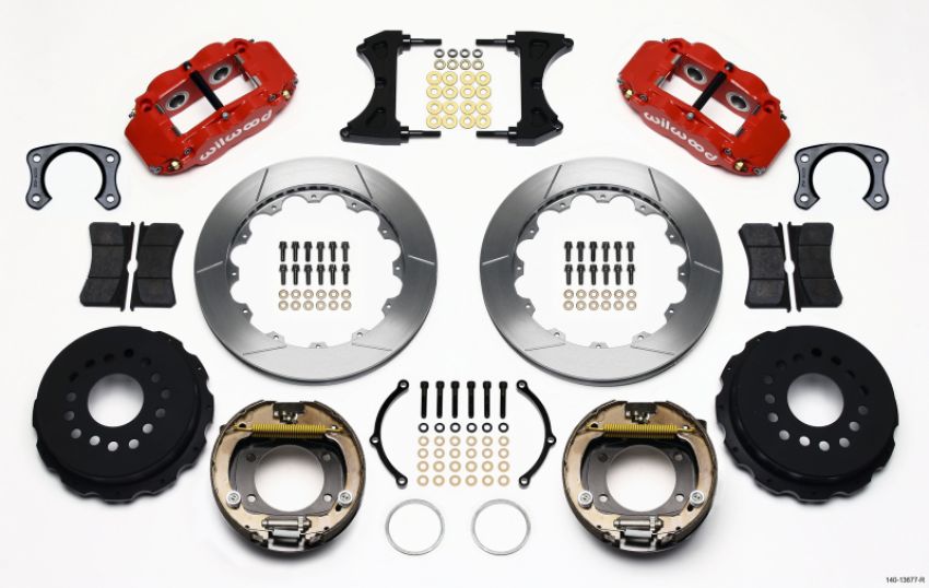 Wilwood 140-13677-R Narrow Superlite 4R Rear P-Brk Kit 12.88in Red Big Ford New Style 2.50in Off Stag Mount