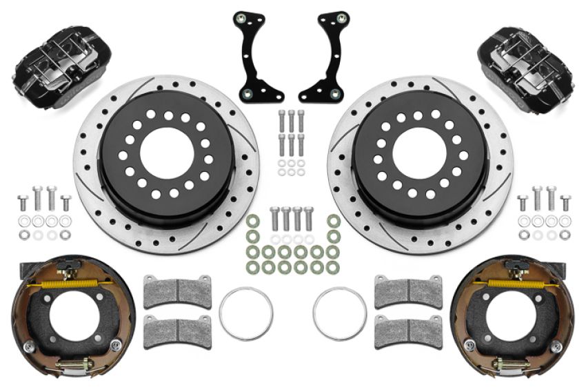 Wilwood 140-17120-D Chevy Monte Carlo Forged 4 Piston DynaPro Black Caliper HP32 VV D&S Rotor - 11.00x0.81