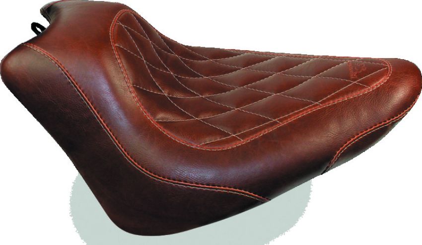 Mustang Motorcycle 76766 Mustang 11-13 Harley Blackline, 12-17 Slim/Slim S Tripper Solo Seat Diam Stitch - Distressed Brown