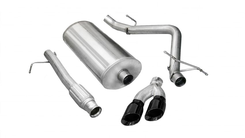 Corsa Performance 14900BLK 3.0in. Cat-Back Single Side Exit with Twin 4.0in. Black PVD Pro-Series Tips